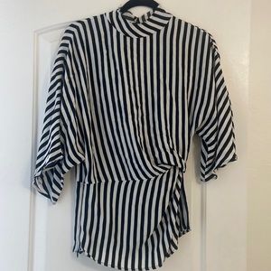 Topshop white and black striped blouse size 2